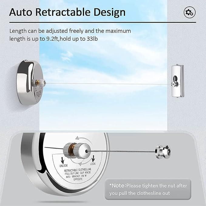 ✨ STAINLESS STEEL RETRACTABLE CLOTHESLINE ✨