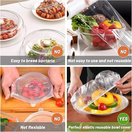 🥗 Reusable Elastic Food Storage Plastic Covers (Pack of 100)